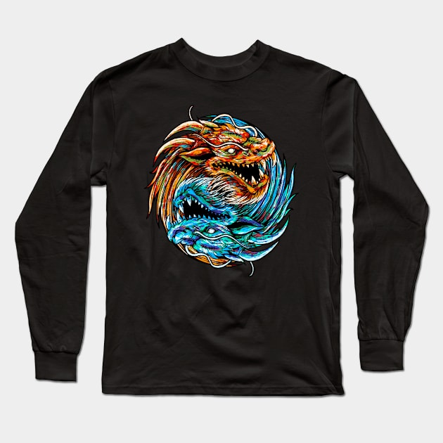 Dragon Yin Yang energy Long Sleeve T-Shirt by Tuye Project